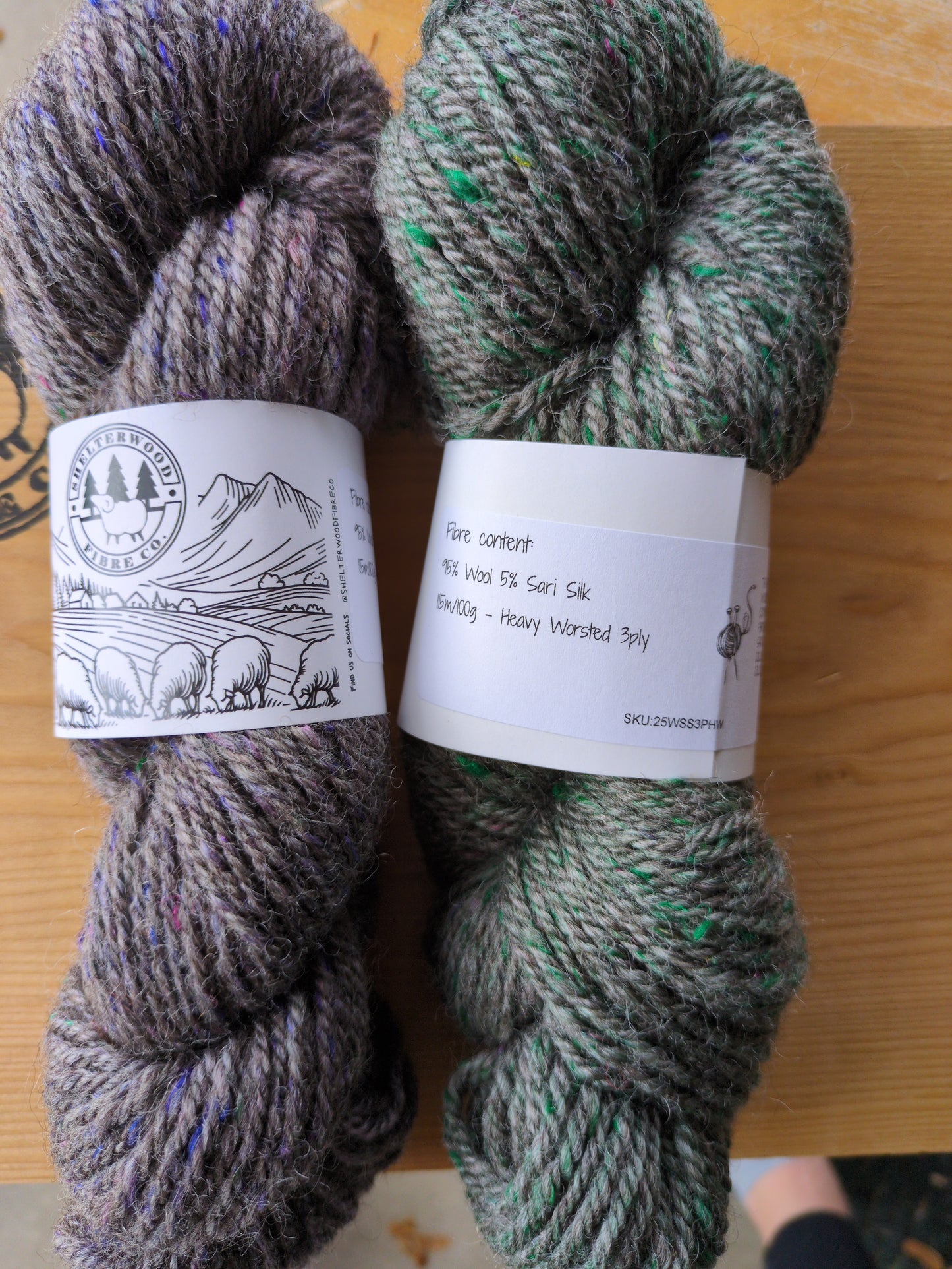 95% Wool, 5% Sari Silk - 3 ply - Heavy worsted