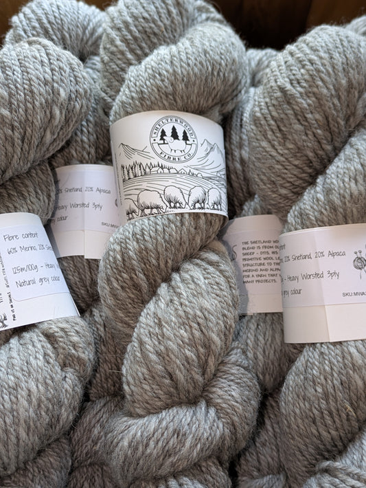 60% Merino, 20% Shetland, 20% Alpaca